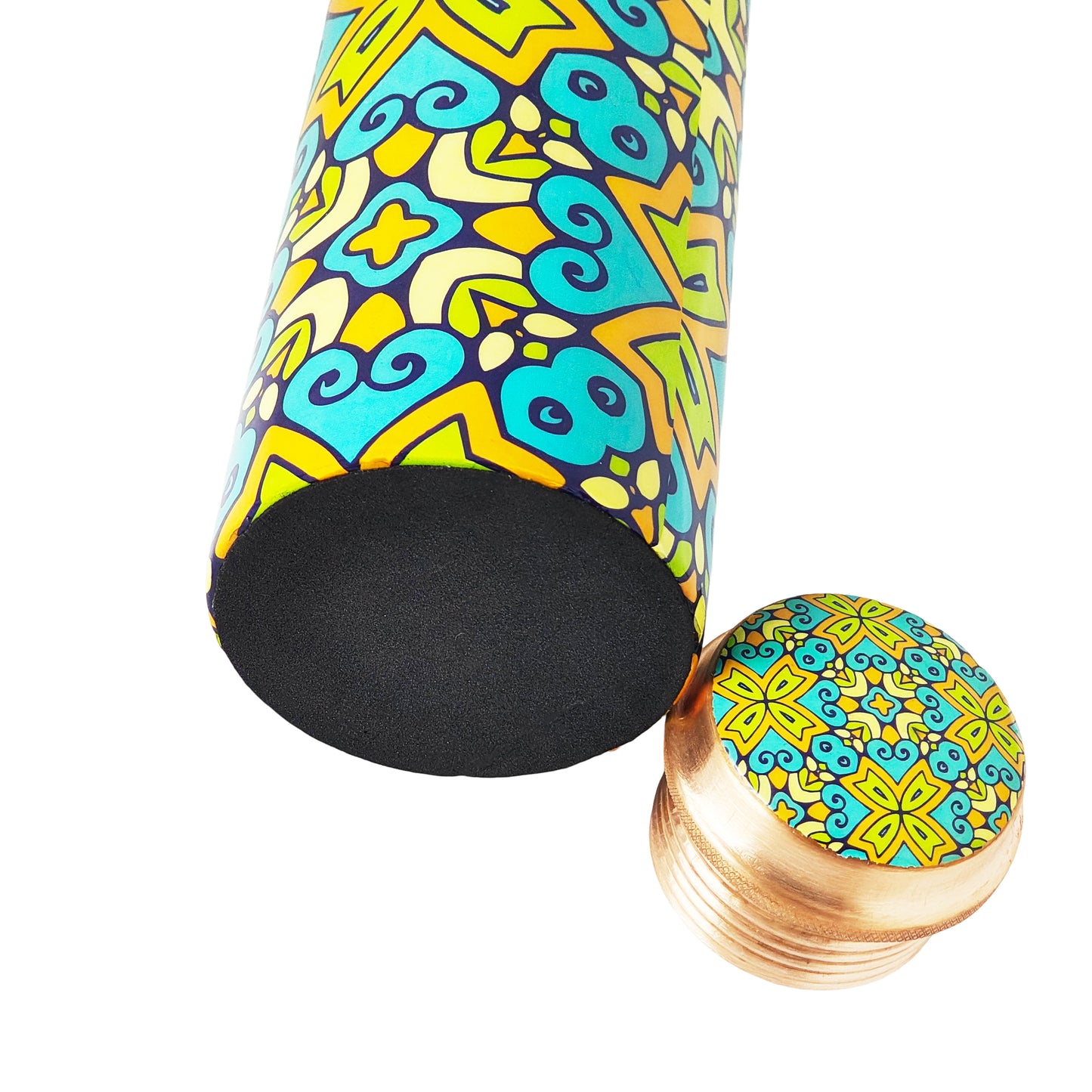 Hand-Painted Copper Water Bottle – 1 Litre | Ayurvedic Wellness with Vibrant Floral Design