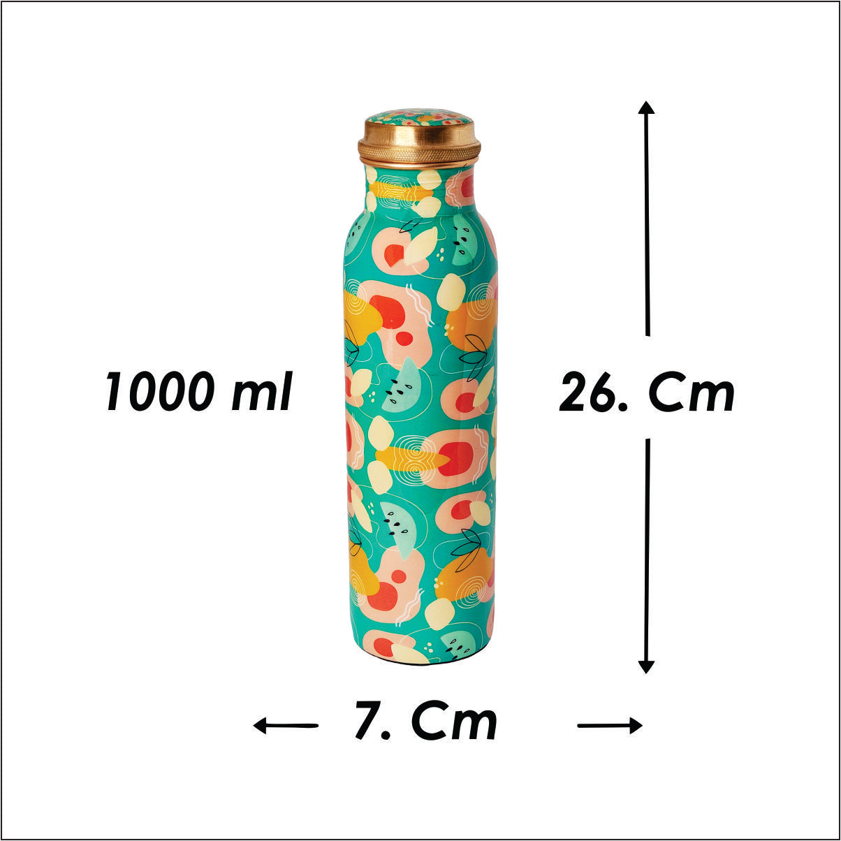 Hand-Painted Copper Water Bottle – 1 Litre | Funky Abstract Design | Ayurvedic Wellness Bottle