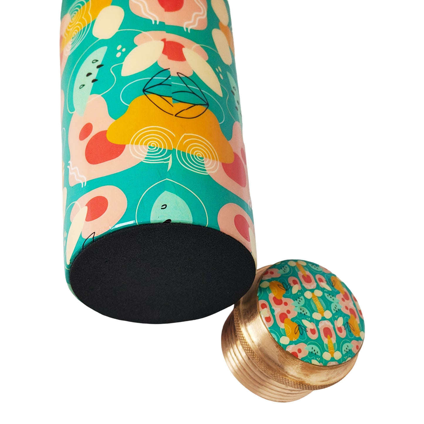 Hand-Painted Copper Water Bottle – 1 Litre | Funky Abstract Design | Ayurvedic Wellness Bottle