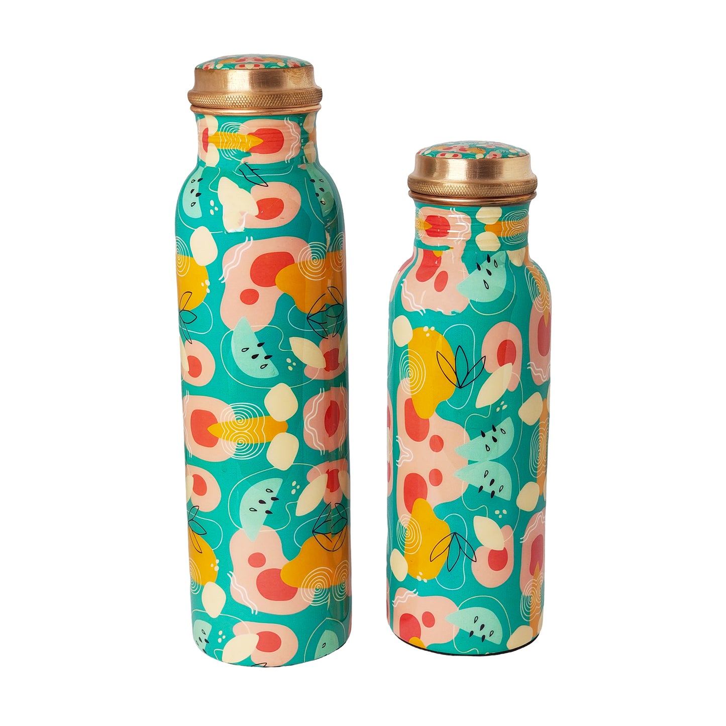 Hand-Painted Copper Water Bottle – 1 Litre | Funky Abstract Design | Ayurvedic Wellness Bottle