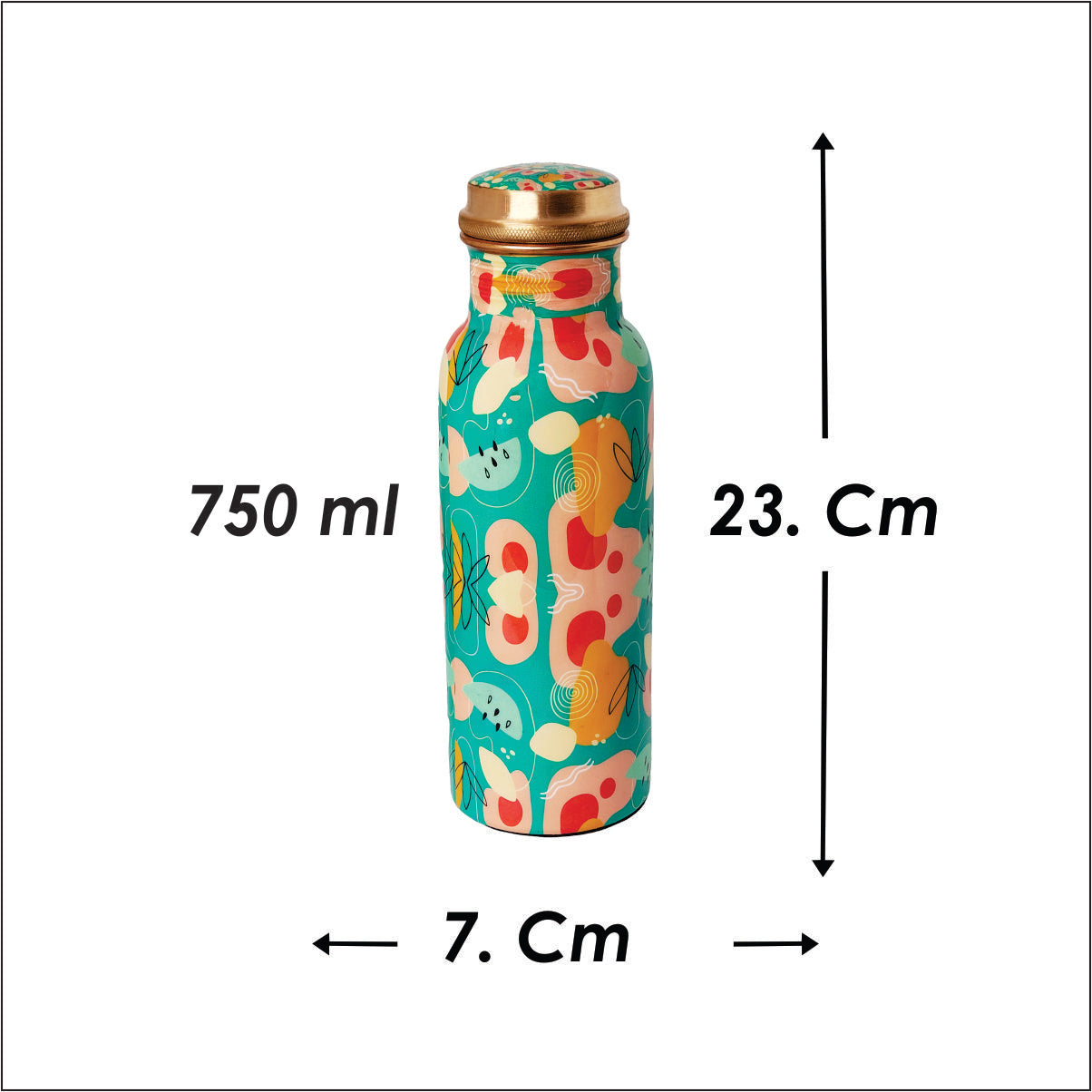 Hand-Painted Copper Water Bottle – 1 Litre | Funky Abstract Design | Ayurvedic Wellness Bottle