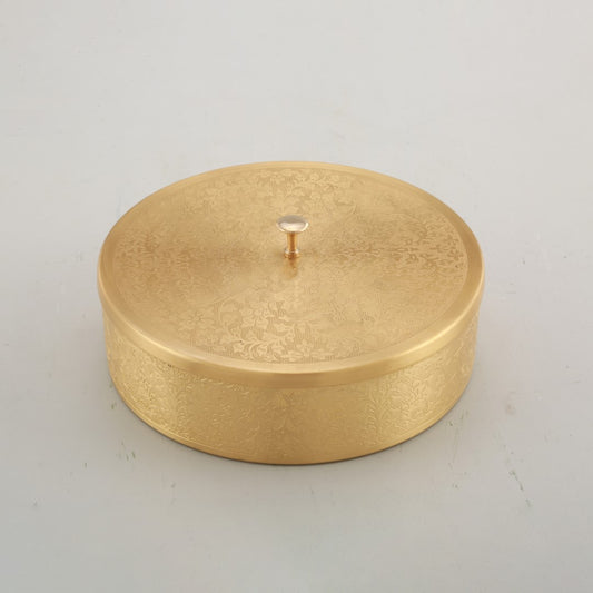 Handcrafted Brass Masala Box Set with 7 Containers & Lid – Premium Traditional Spice Storage