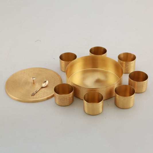 Handcrafted Brass Masala Box Set with 7 Containers & Lid – Premium Traditional Spice Storage