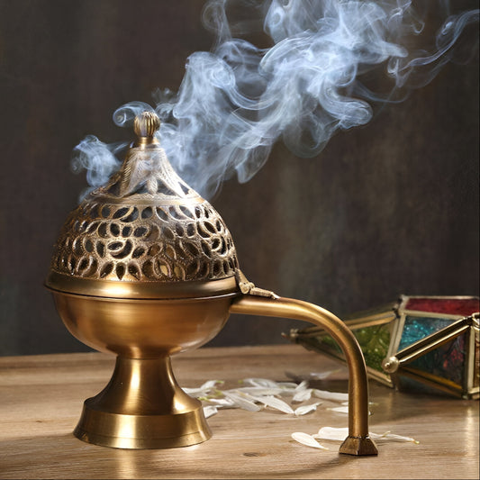 Handcrafted Brass Loban Dhoop Burner with Lid – Traditional Incense Holder for Pooja & Aromatherapy