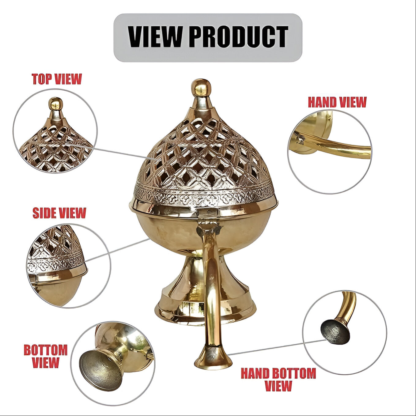 Premium Brass Loban Dhoop Burner with Handle – Handcrafted Incense Holder for Home, Pooja & Aromatherapy