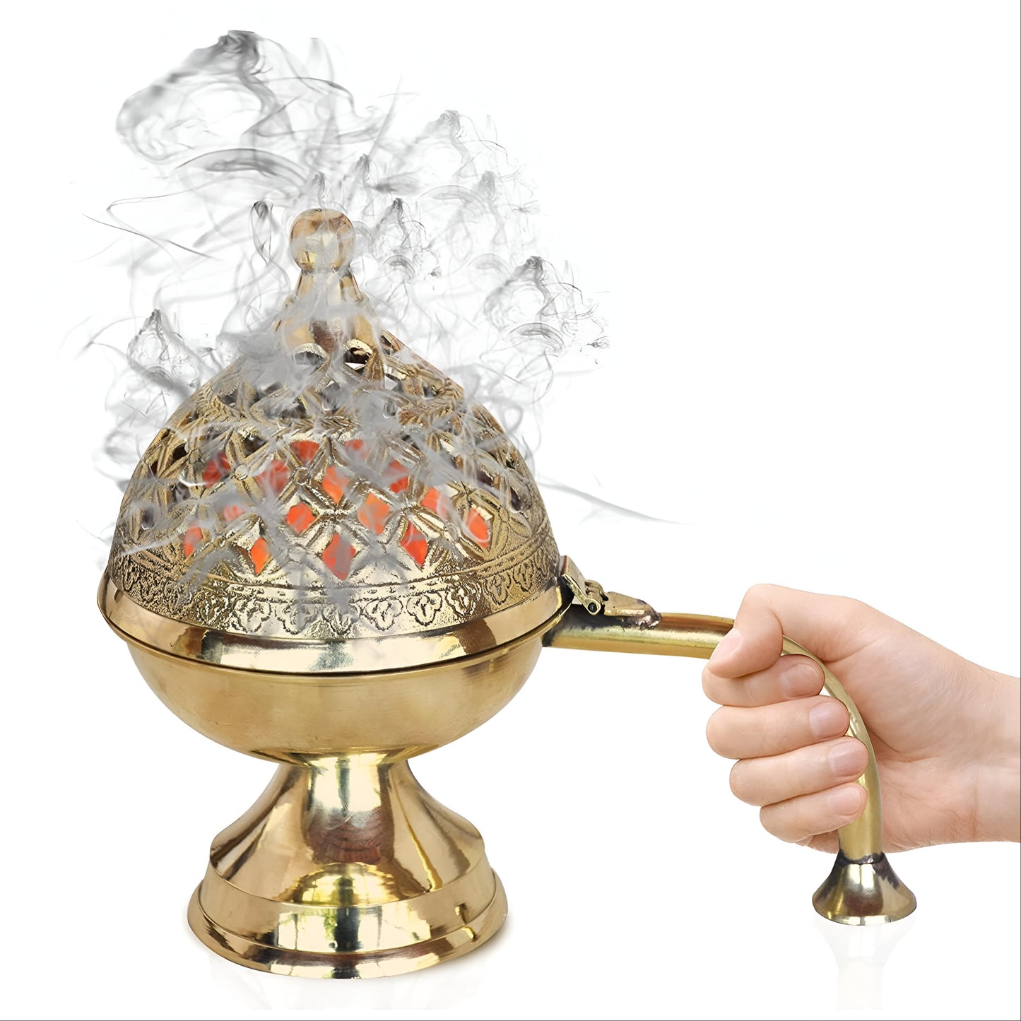 Premium Brass Loban Dhoop Burner with Handle – Handcrafted Incense Holder for Home, Pooja & Aromatherapy