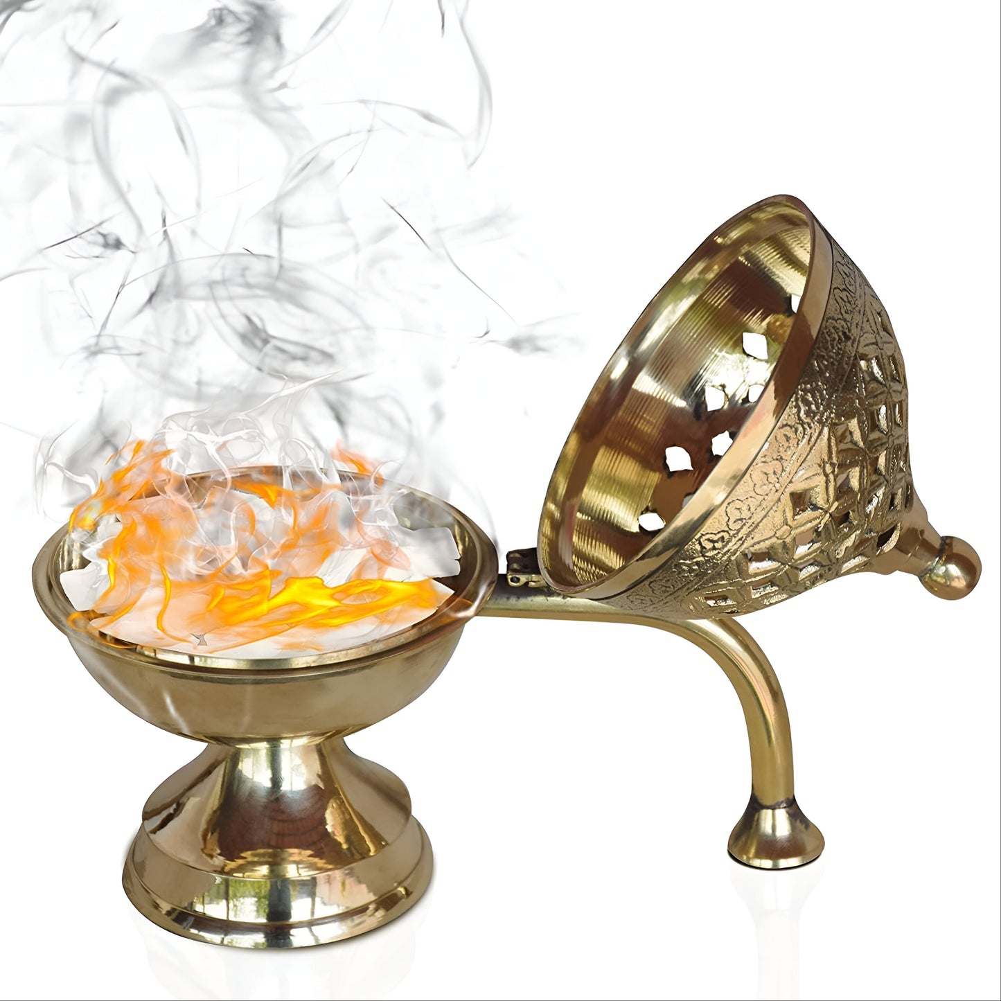 Premium Brass Loban Dhoop Burner with Handle – Handcrafted Incense Holder for Home, Pooja & Aromatherapy