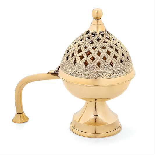 Premium Brass Loban Dhoop Burner with Handle – Handcrafted Incense Holder for Home, Pooja & Aromatherapy