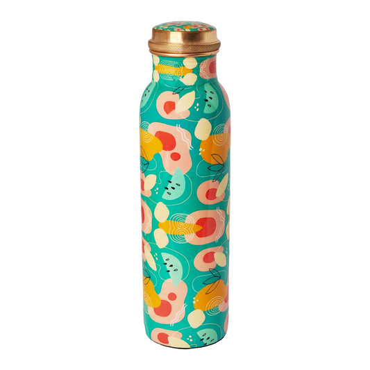 Hand-Painted Copper Water Bottle – 1 Litre | Funky Abstract Design | Ayurvedic Wellness Bottle